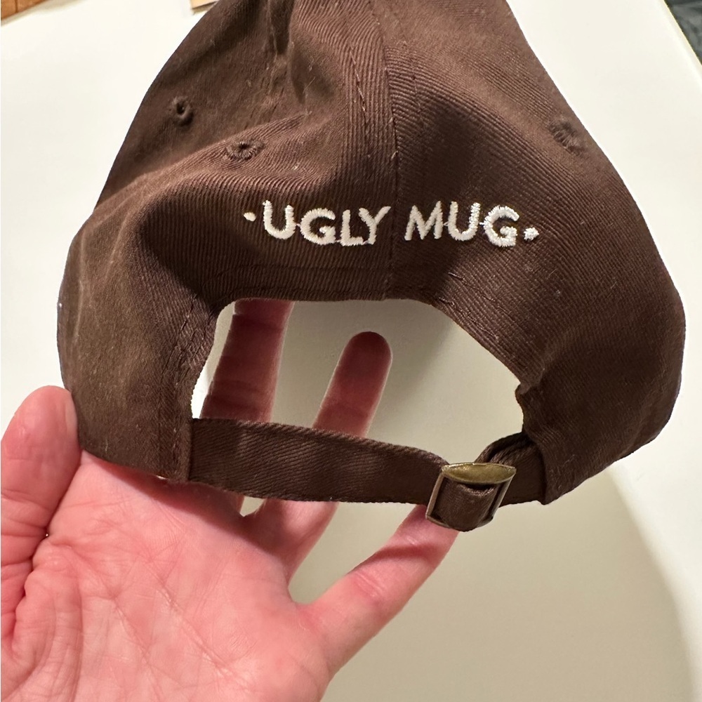 Brown Baseball Cap with Embroidered ugly mug